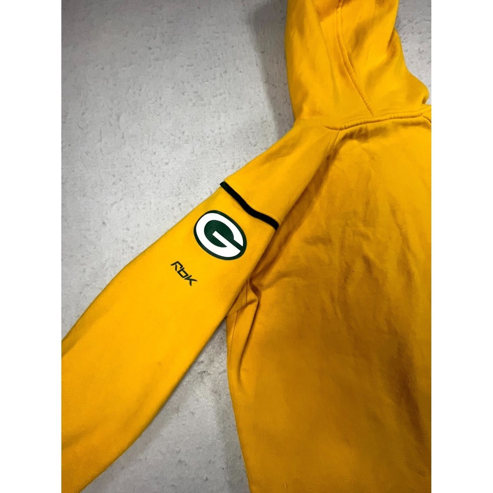Green Bay Packers Hoodie Mens Small Yellow Reebok Football NFL Full Zip Athletic - Picture 8 of 12